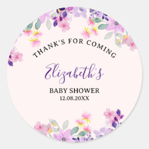 Pegatina Redonda Cute Purple and Pink Spring Flowers