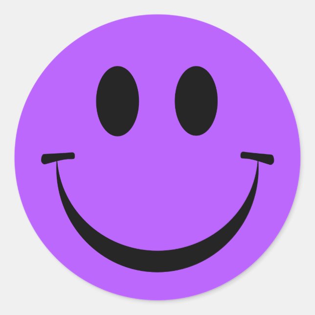 Pegatina Redonda Cute Purple Happy Face (Anverso)