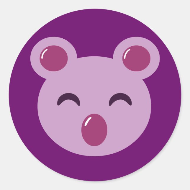 Pegatina Redonda Cute Purple Koala Bear (Anverso)