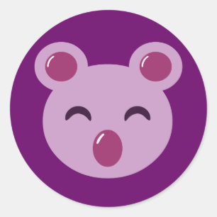 Pegatina Redonda Cute Purple Koala Bear