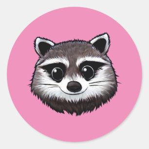 Pegatina Redonda Cute Raccoon
