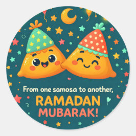 Pegatina Redonda Cute Ramadan Mubarak 