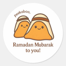 Pegatina Redonda Cute Ramadan Mubarak To You
