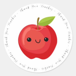 Pegatina Redonda Cute Red Apple Gracias Profesor