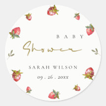 Cute Red Strawberry Leafy Baby Shower Botánico