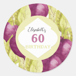 Pegatina Redonda Cute remolacha acuarela arte personalizado