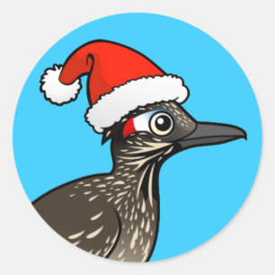 Pegatina Redonda Cute Roadrunner Santa Claus