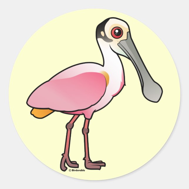 Pegatina Redonda Cute Roseate Spoonbill (Anverso)