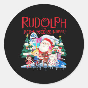 Pegatina Redonda Cute Rudolph La especificación de los Navidades de