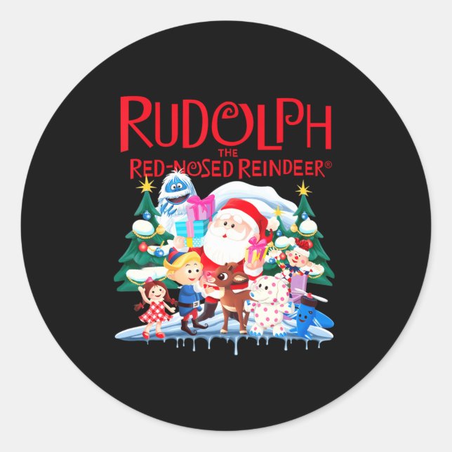 Pegatina Redonda Cute Rudolph The Red Nosed Reindeer Christmas Spec (Anverso)
