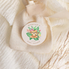 Pegatina Redonda Cute Safari Animals Baby Shower