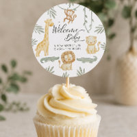Cute Safari Jungle Bienvenida Bebé Cupcake Topper