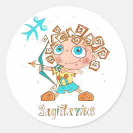 Pegatina Redonda Cute Sagittarius Kid