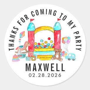 Pegatina Redonda Cute Salto Bonza House Kid Gracias Cumpleaños