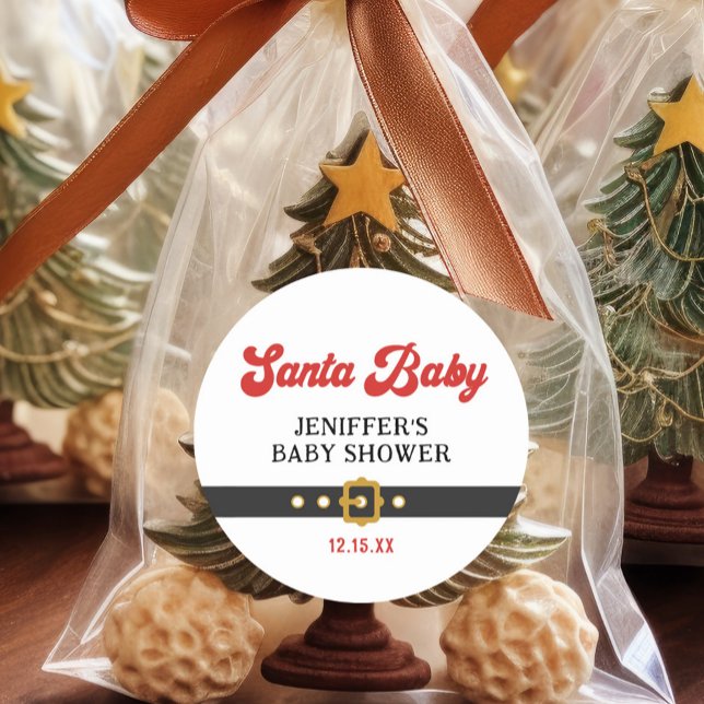 Pegatina Redonda Cute Santa Baby Holiday Baby Shower (Subido por el creador)