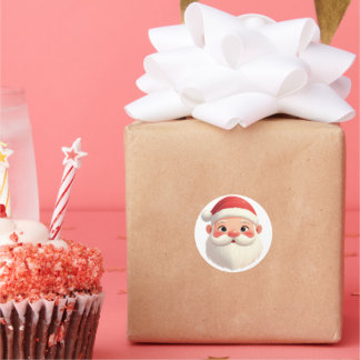 Pegatina Redonda Cute Santa Claus Feliz Navidad