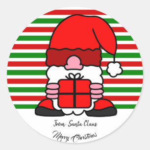 Pegatina Redonda Cute Santa Claus Personalizado Nombre personalizad