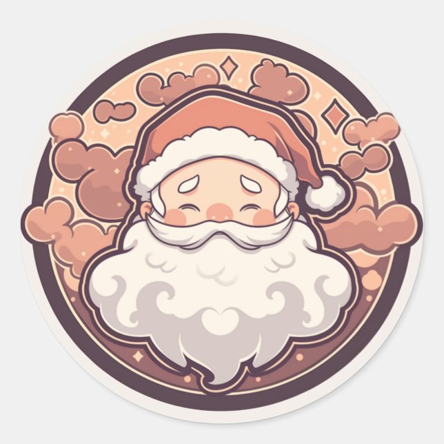 Pegatina Redonda Cute Santa Claus sticker navideño (Anverso)