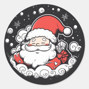 Pegatina Redonda Cute Santa Claus sticker navideño