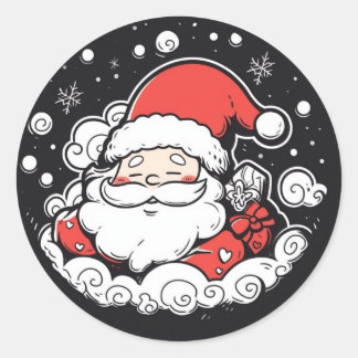 Pegatina Redonda Cute Santa Claus sticker navideño