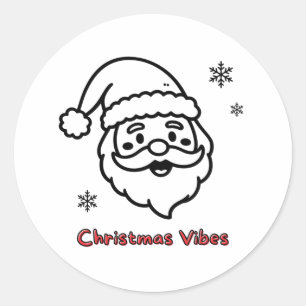 Pegatina Redonda Cute Santa Claus Vibraciones de Navidad Divertido 