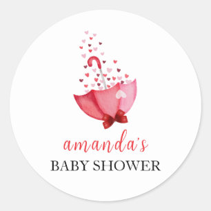 Pegatina Redonda Cute SCariño Umbrella Bow Baby Shower