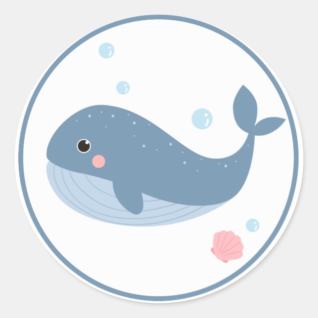 Pegatina Redonda Cute Sea-life Whale Scrapbooking (Anverso)