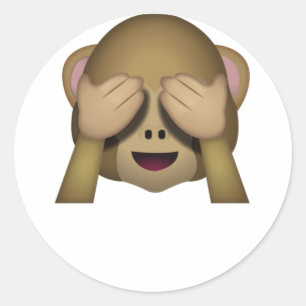Pegatina Redonda Cute See No Evil Monkey Emoji