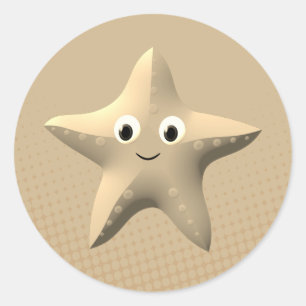 Pegatina Redonda Cute Sepia Personalizado Starfish