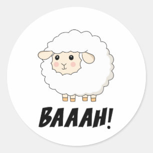 Pegatina Redonda Cute Sheep Baaah