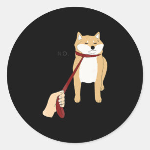 Pegatina Redonda Cute shiba inu   Diseño divertido para perros no 