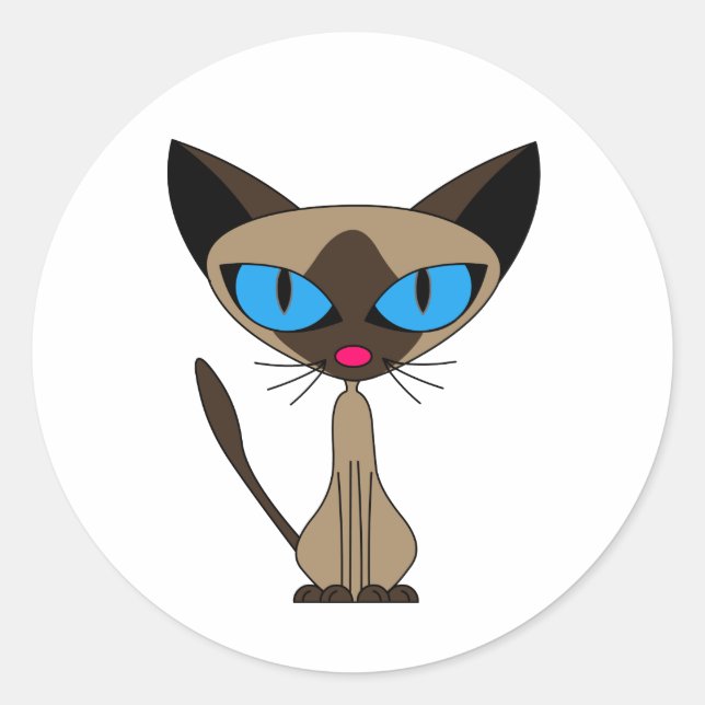 Pegatina Redonda Cute Siamese Cat Stickers (Anverso)