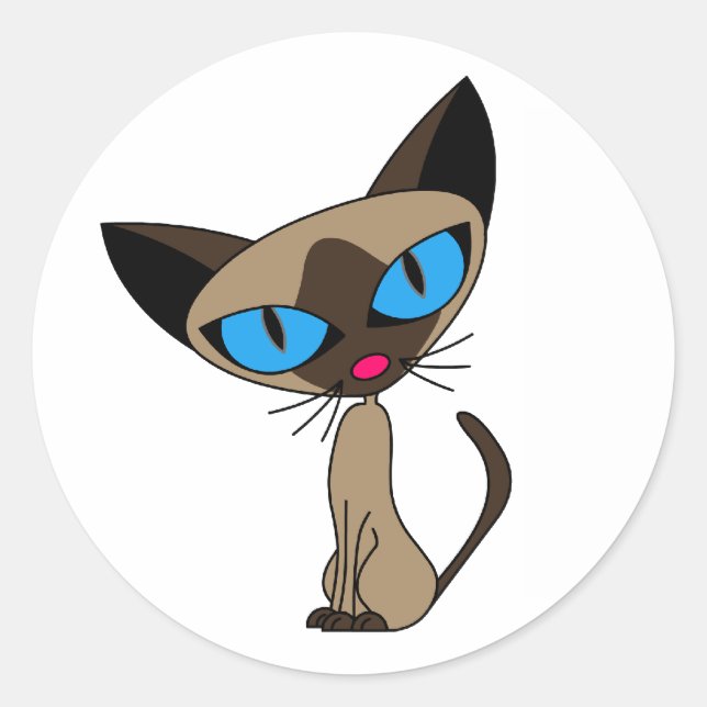 Pegatina Redonda Cute Siamese Cat Stickers (Anverso)