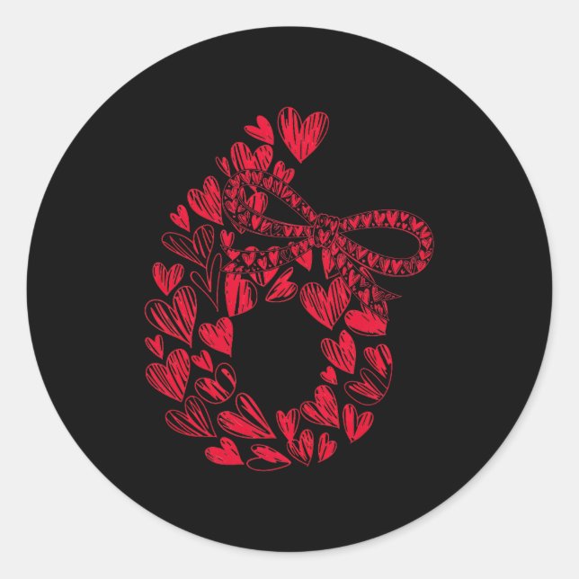 Pegatina Redonda Cute Six Seven Love 67 Hearts Couple Number 6 Comf (Anverso)