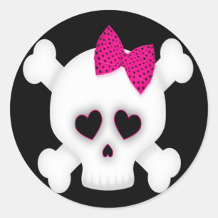 Pegatina Redonda Cute Skull