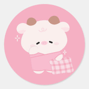 Pegatina Redonda Cute Sleepy Cow