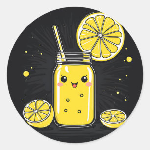 Pegatina Redonda Cute Smile Lemonade