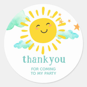 Pegatina Redonda Cute Smiliing Sunshine Gracias Fiesta Sticker