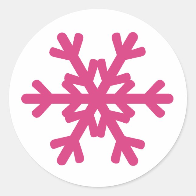 Pegatina Redonda Cute Snowflake Hot Pink Winter Stickers (Anverso)