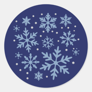 Pegatina Redonda Cute Snowflake Navidad Festejo de Invierno Acogedo