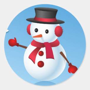 Pegatina Redonda Cute Snowman
