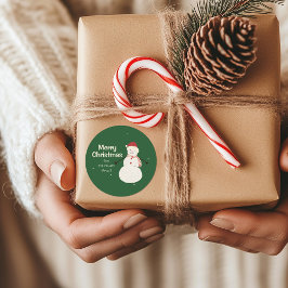 Pegatina Redonda Cute Snowman | Diseño de feriado para Navidades ca