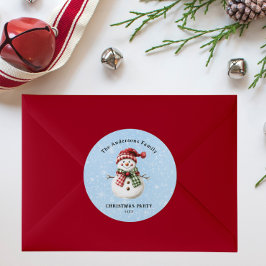 Pegatina Redonda Cute Snowman Merry Christmas Family Party Custom
