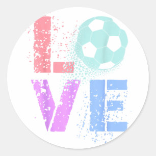 Pegatina Redonda Cute Soccer Love San Valentín Mamá Cleats Juego Pe