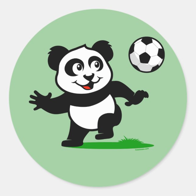 Pegatina Redonda Cute Soccer Panda (Anverso)