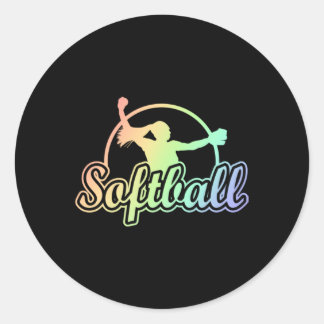 Pegatina Redonda Cute Softball