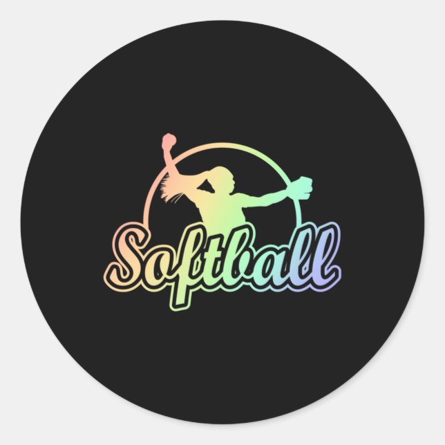 Pegatina Redonda Cute Softball (Anverso)