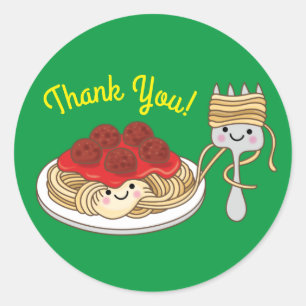 Pegatina Redonda Cute Spaghetti Kids Birday Fiesta Kawaii