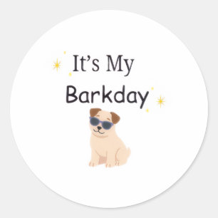 Pegatina Redonda Cute Sparkly es Mi Cumpleaños Perrito Sticker