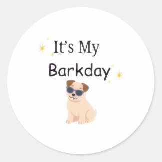 Pegatina Redonda Cute Sparkly es Mi Cumpleaños Perrito Sticker